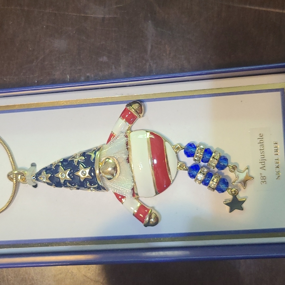 Vineyard Haven Patriotic 4th Of July Gnome Necklac